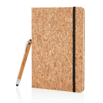 Kork A5 Notizbuch mit Bambus Stift und Stylus, bra
